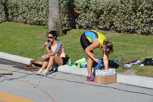 Triathlon workers behind the scenes
