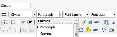 Paragraph drop down menu